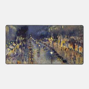 Camille Pissarro - Boulevard Montmartre at Night Desk Mat