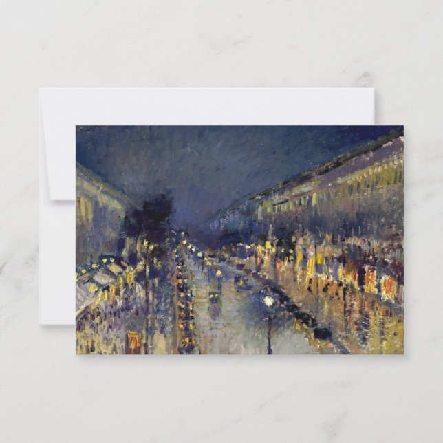 Camille Pissarro - Boulevard Montmartre at Night Thank You Card (Front)