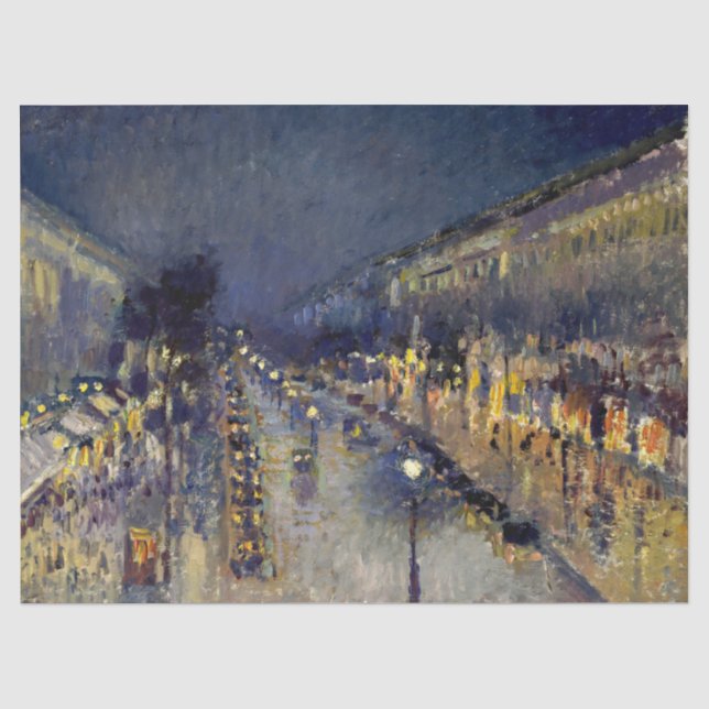 Camille Pissarro - Boulevard Montmartre at Night Tissue Paper (Front)