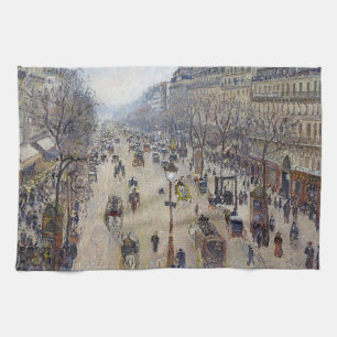 Camille Pissarro - Boulevard Montmartre, morning Kitchen Towel