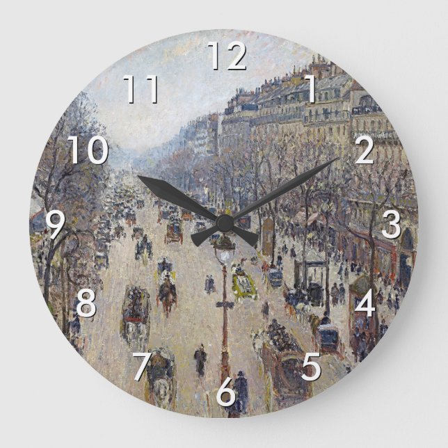 Camille Pissarro - Boulevard Montmartre, morning Large Clock (Front)
