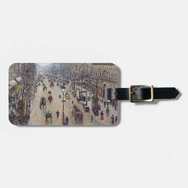 Camille Pissarro - Boulevard Montmartre, morning Luggage Tag (Front Horizontal)