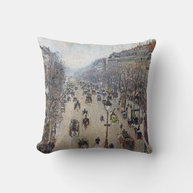 Camille Pissarro - Boulevard Montmartre, morning Throw Pillow (Front)