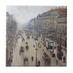 Camille Pissarro - Boulevard Montmartre, morning Tile