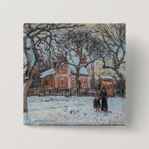 Camille Pissarro - Chataigniers a Louvecienne 2 Inch Square Button
