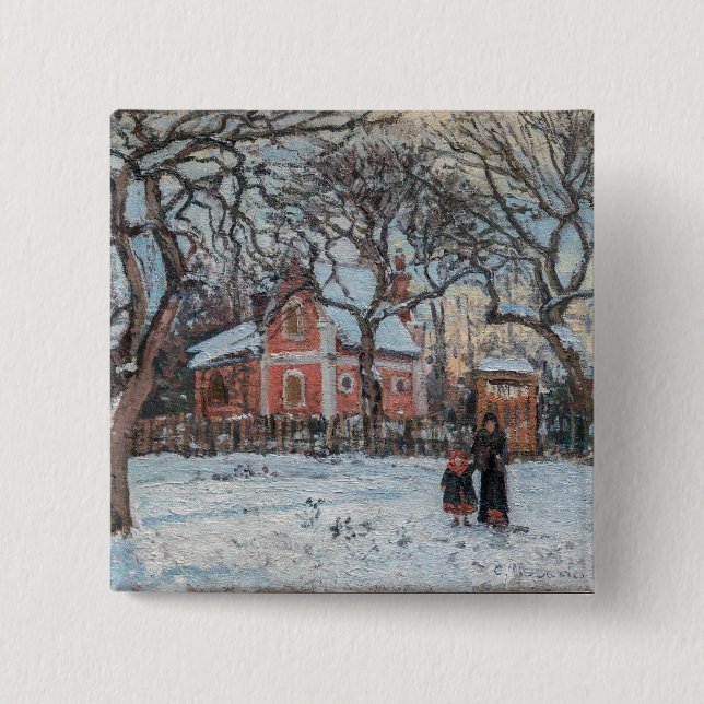 Camille Pissarro - Chataigniers a Louvecienne 2 Inch Square Button (Front)