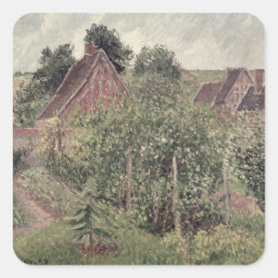 Camille Pissarro   Landscape with Cottage Roofs, 1 Square Sticker