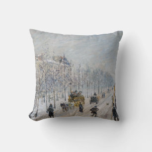 Camille Pissarro - Outer Boulevards, Snow Effect Throw Pillow