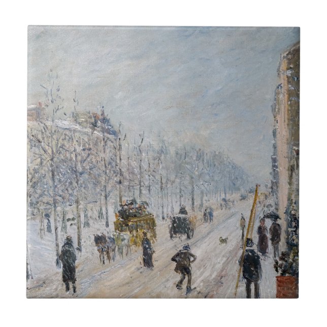Camille Pissarro - Outer Boulevards, Snow Effect Tile (Front)