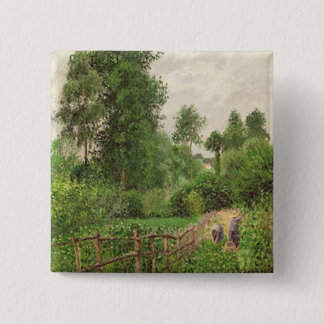 Camille Pissarro | Paysage, temps gris a Eragny 2 Inch Square Button (Front)