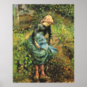 Camille Pissarro - Peasant Girl w. Stick 1881 Oil Poster