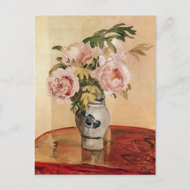 Camille Pissarro- Pink Peonies Postcard (Front)