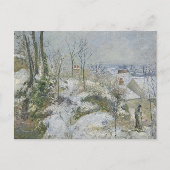 Camille Pissarro - Rabbit Warren at Pontoise, Snow Postcard (Front)