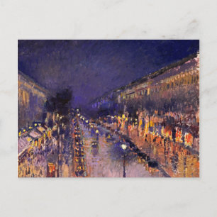 Camille Pissarro The Boulevard Montmartre At Night Postcard