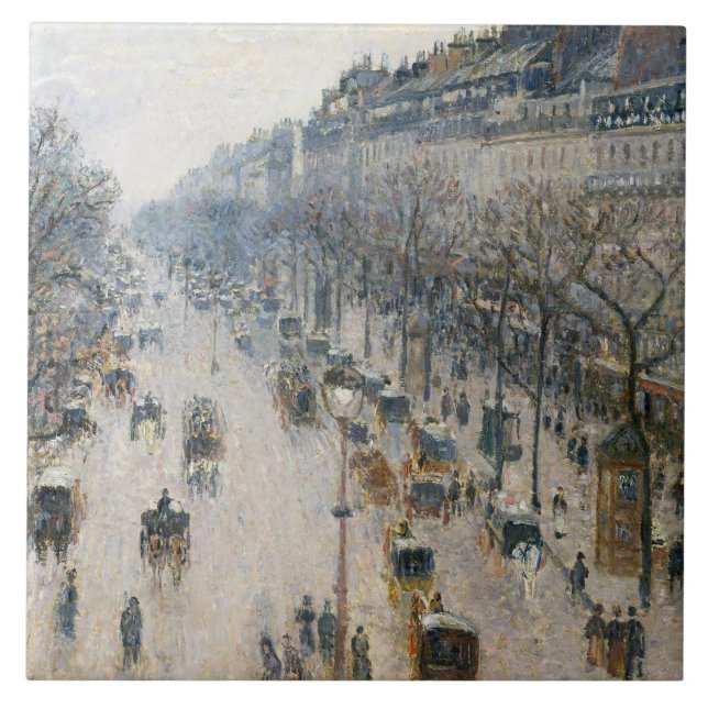 Camille Pissarro - The Boulevard Montmartre Tile (Front)