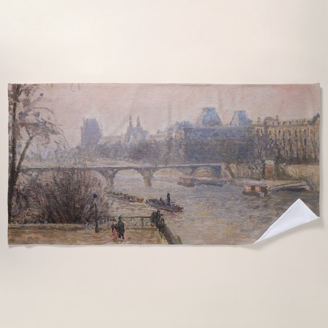 Camille Pissarro - The Seine and the Louvre Beach Towel (Front)