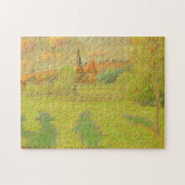 Camille Pissarro | The shepherd and the church of  Jigsaw Puzzle (Horizontal)