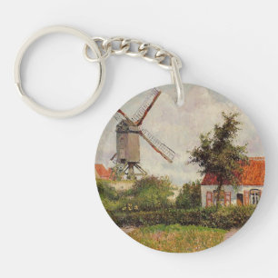 Camille Pissarro- Windmill at Knokke, Belgium Keychain
