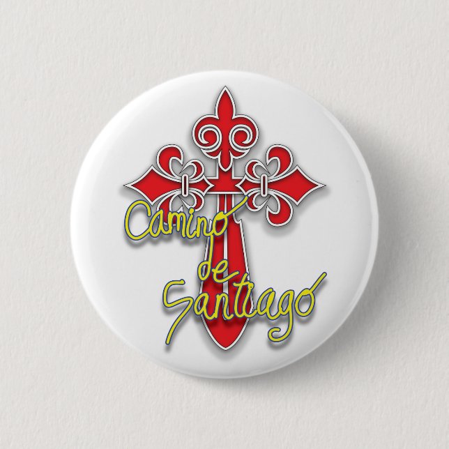 Camino de Santiago Cross 2 Inch Round Button (Front)