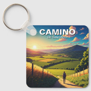 Camino de Santiago Hiker Hiking Sunset Keychain