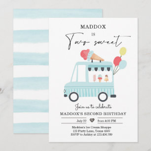 Camion à crème glacée 2e anniversaire Invitation g