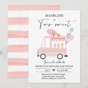 Camion à crème glacée 2e anniversaire Invitation r