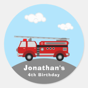 Camion à feu Anniversaire Classic Round Sticker