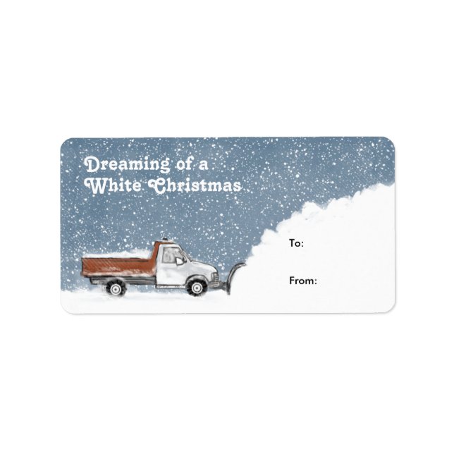 Camion à neige - Vacances Étiquettes cadeaux | Nei (Devant)