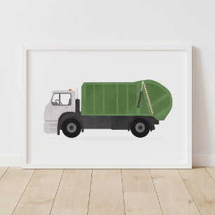 Camion à ordures vert Décoration de chambre de gar