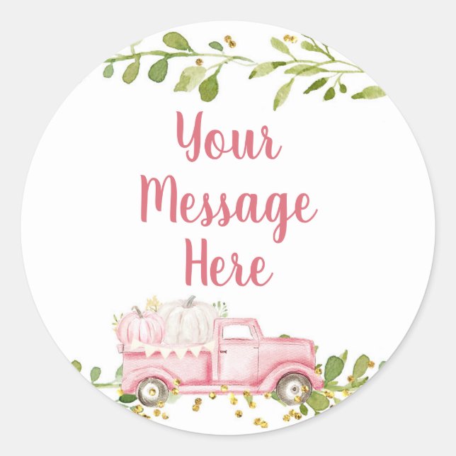 Camion Citrouille rose Votre message ici Sticker (Devant)