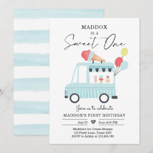 Camion Crème de glace 1er anniversaire Invitation 