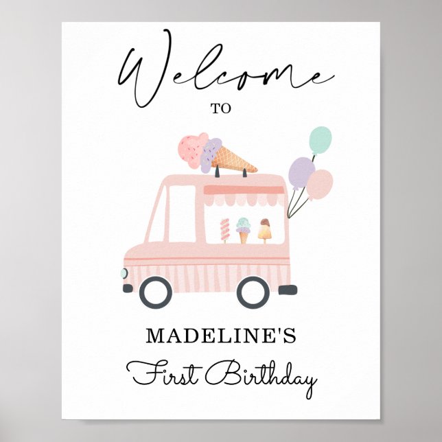 Camion Crème de glace Anniversaire Affiche de bien (Devant)