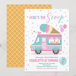Camion Crème de glace Anniversaire Fête Invitation