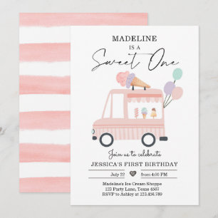 Camion crème glacée 1er anniversaire Invitation ro