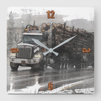 Camion d'abattage dans la pluie Grande horloge