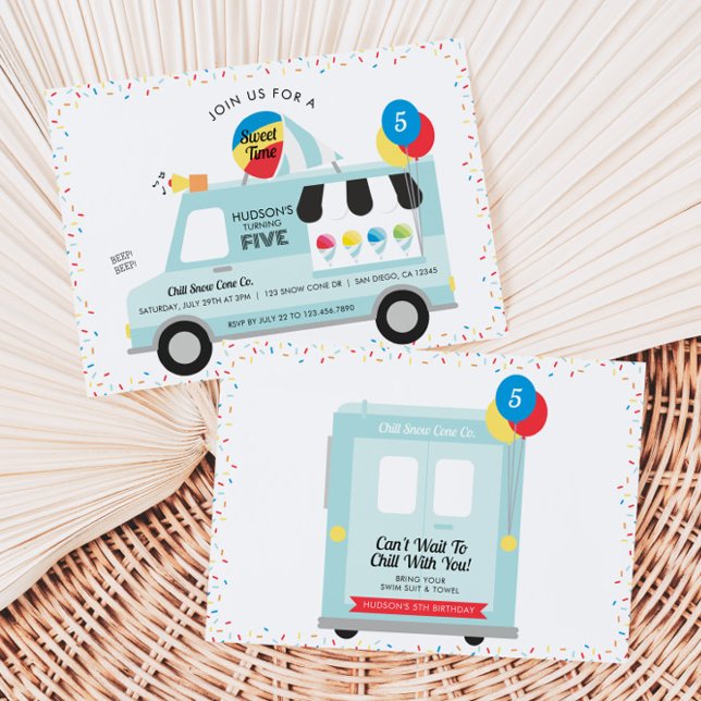 Camion de cône de neige Invitation de fête d'anniv (Créateur téléchargé)