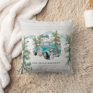Camion de Ferme Rustique Coussin de Nom de Famil