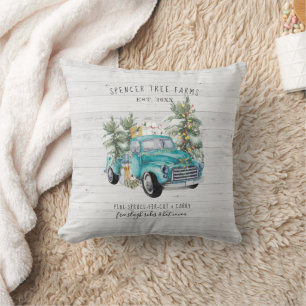 Camion de Ferme Rustique Coussin de Nom de Famil