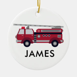 Camion de feu rouge Ornement de Noël personnalisé