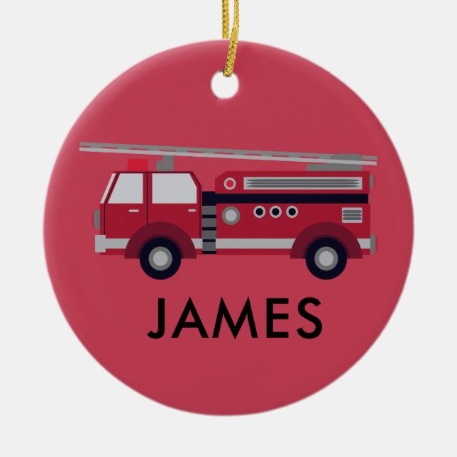 Camion de feu rouge Ornement de Noël personnalisé (Devant)
