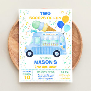 camion de glace Invitation d'anniversaire Scoops O