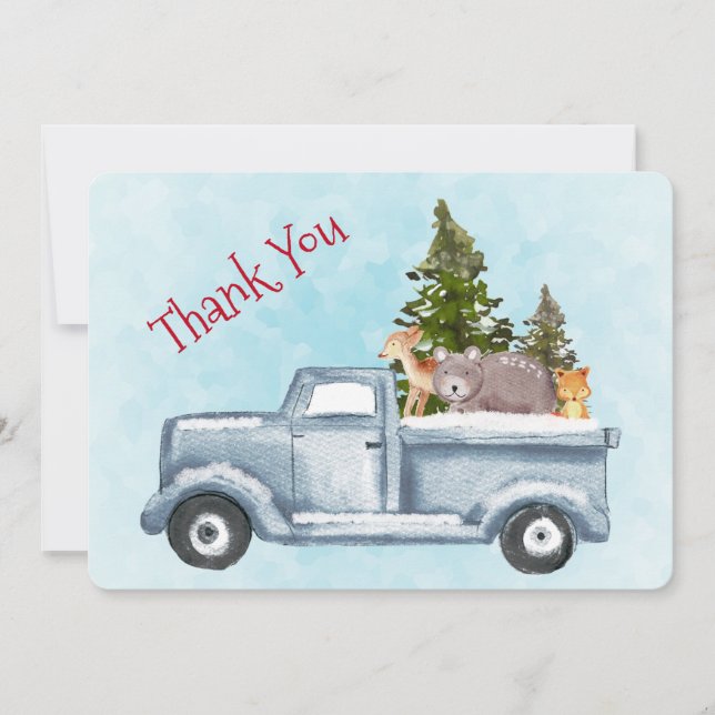 Camion de Noël avec de mignons animaux Merci (Devant)