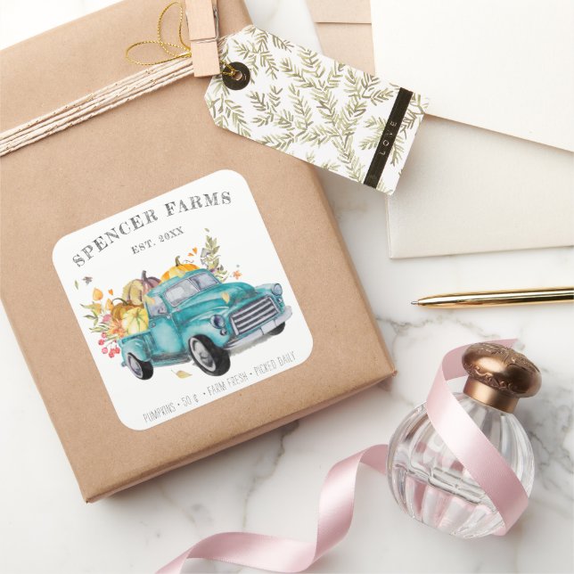 Camion de récolte vintage | Sticker de Thanksgivin (Cadeaux)