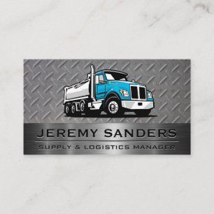 Camion de travail bleu   Carte de visite acier et 
