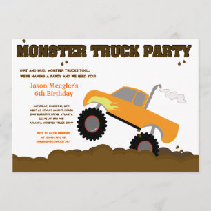CAMION MONSTER 5x7 Invitations d'anniversaire