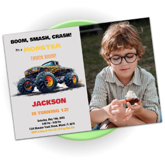 Camion Monster Jaune Invitations Anniversaire Phot