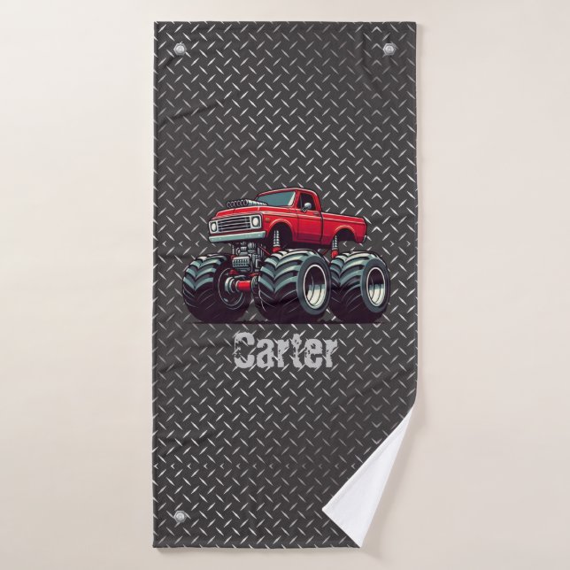 Camion monstre rouge (Serviette de bain)