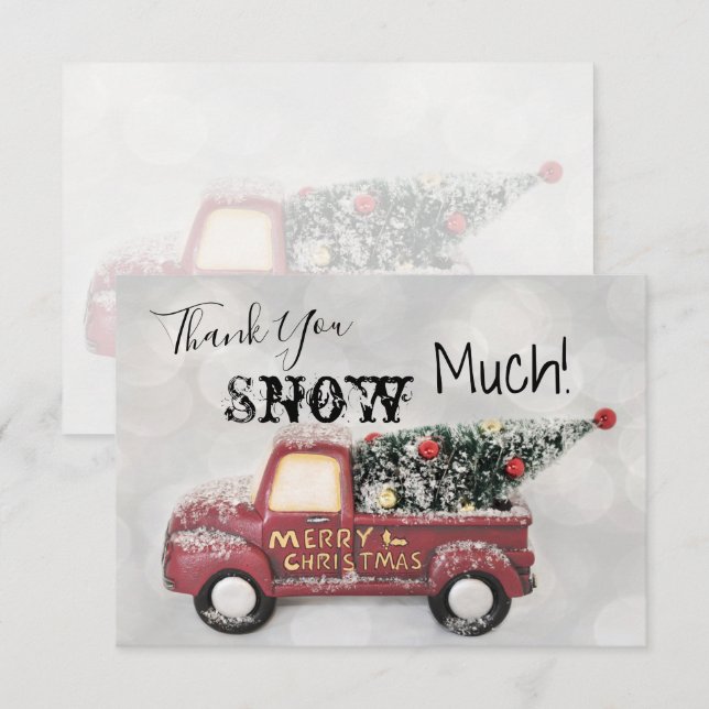 Camion Rouge Arbre de Noël Merci neige beaucoup ca (Devant / Derrière)