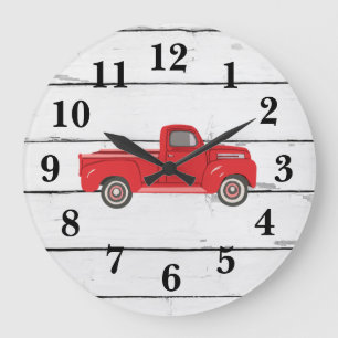Camion Rouge Russe Shiplap Grande horloge