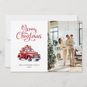 Camion Rouge Snowflakes Photo Joyeux Noël Carte